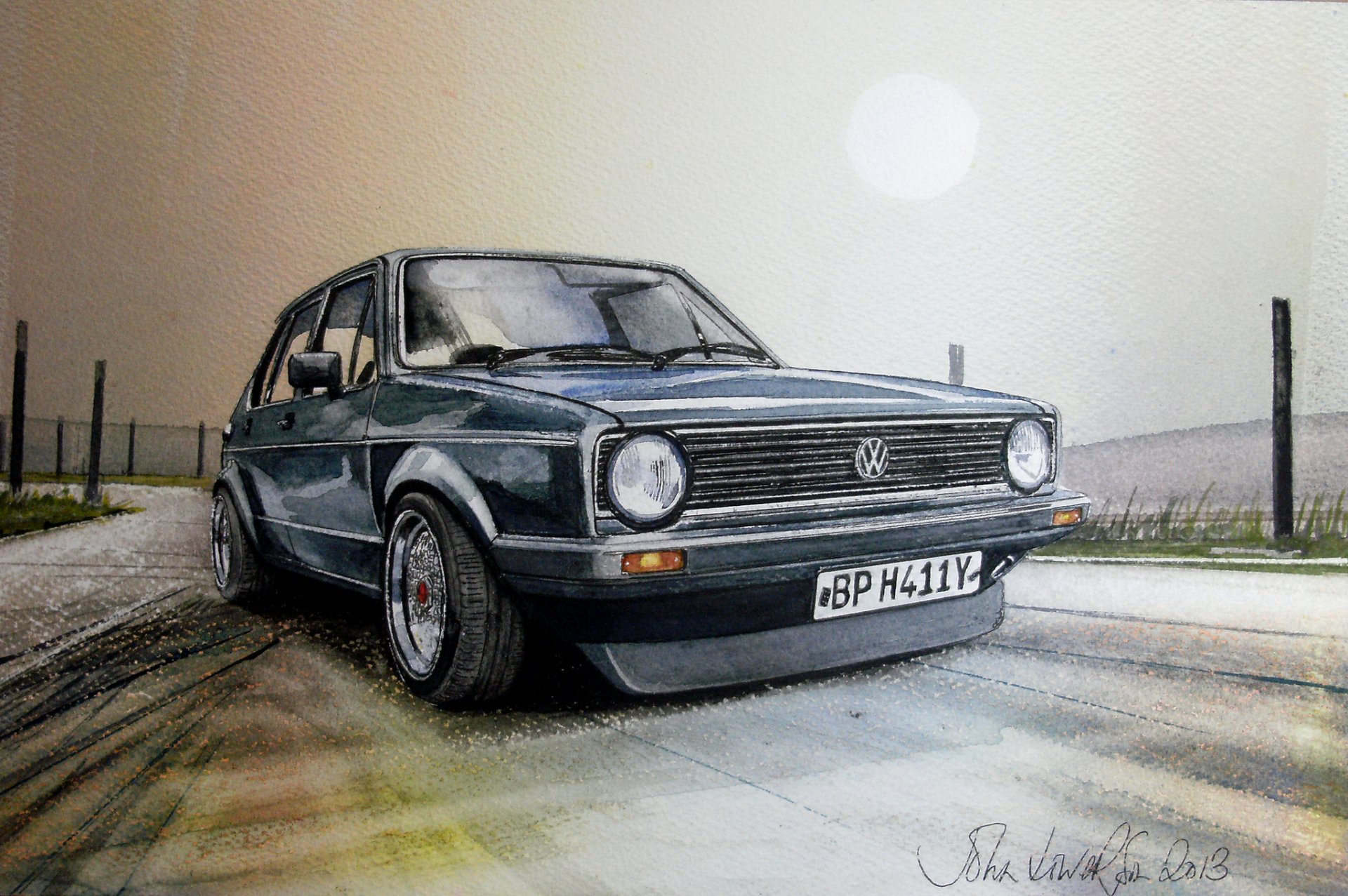 vw volkswagen golf ii gti peinture dessin