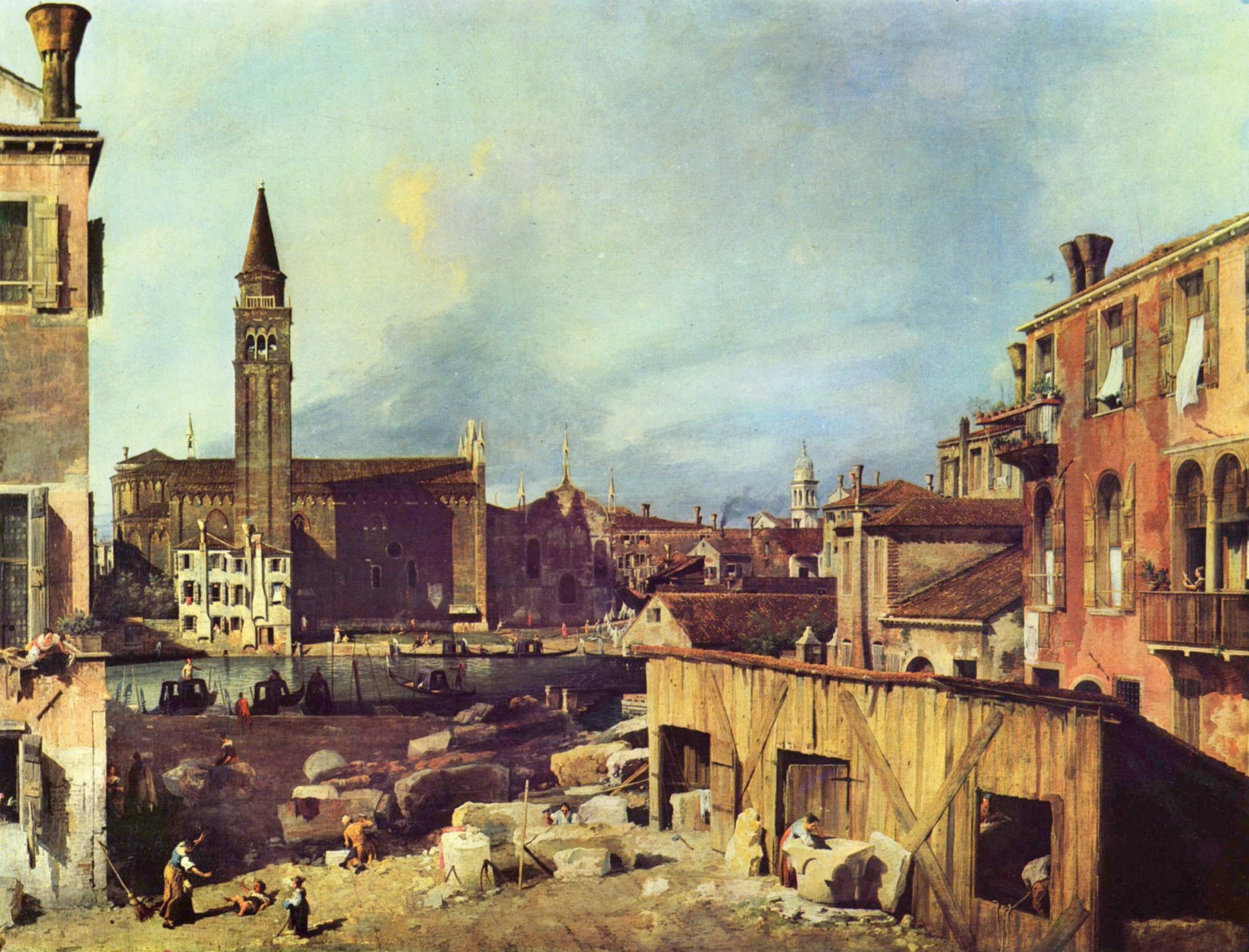 antonio canaletto antonio canaletto bâtiments venise italie cour dans l atelier de maçon