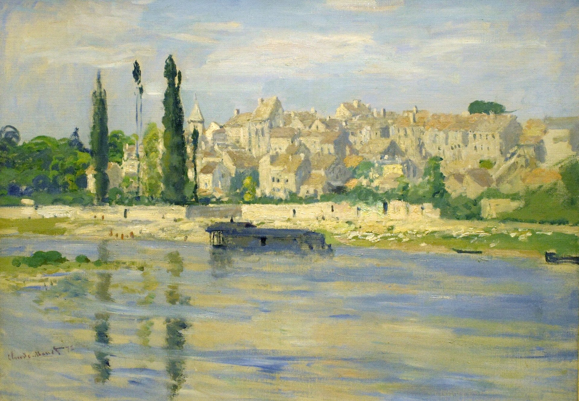 claude monet pattern landscape town house river