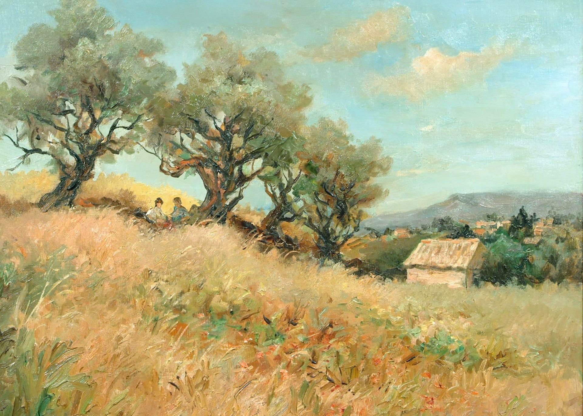 marcel dief oliven bild landschaft bäume feld haus menschen