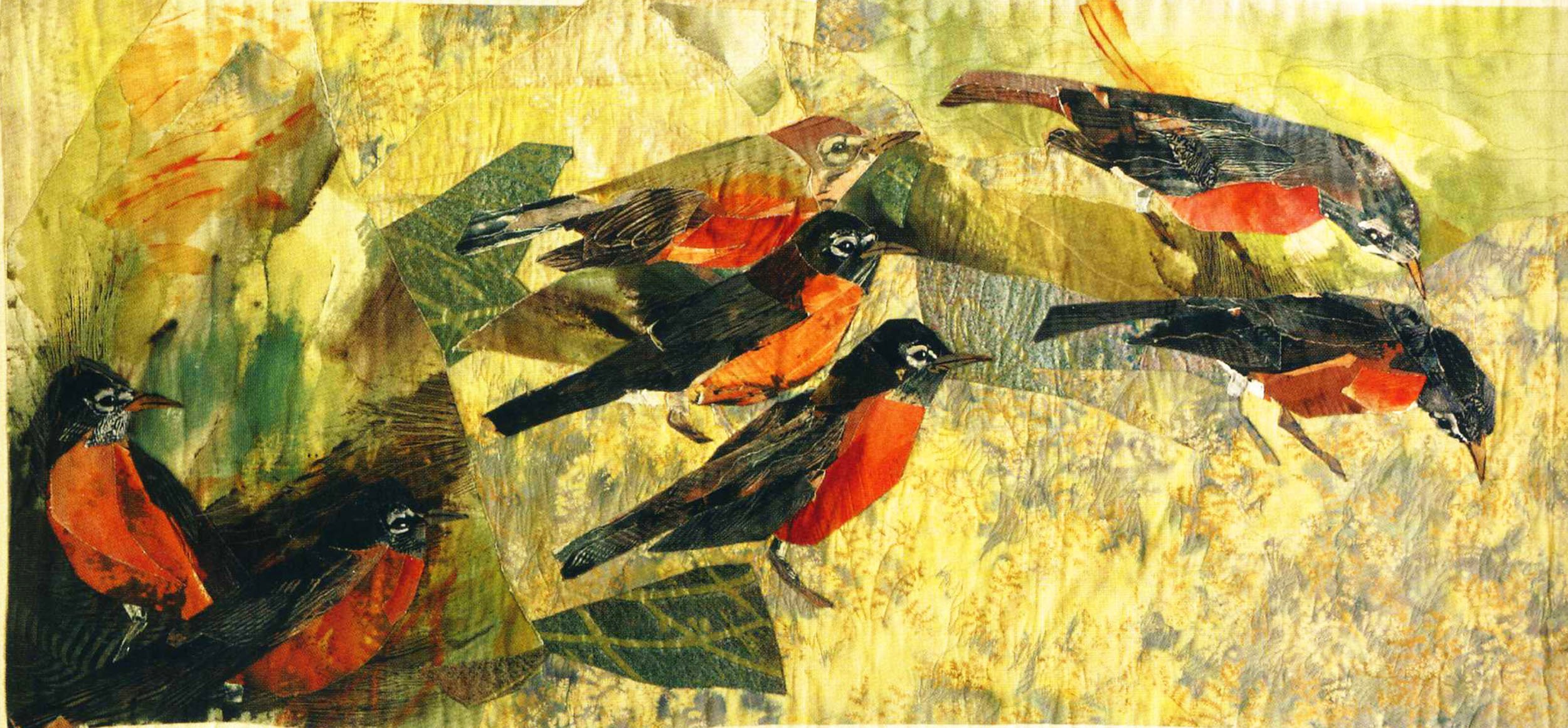 joan colvin pintura aves mosaico estado de ánimo