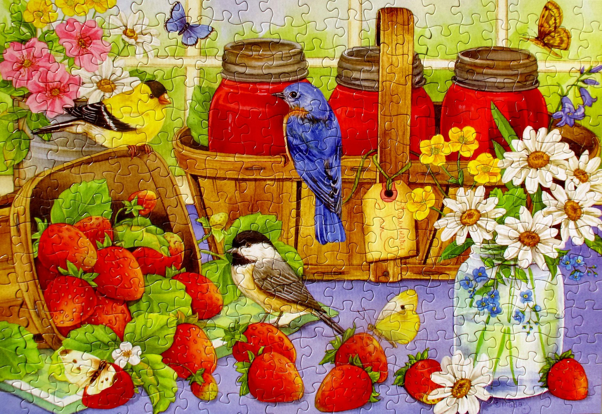 puzzles poultry strawberry flower butterfly basket