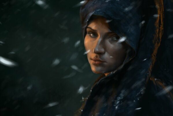 Art Game of Thrones girl in a raincoat