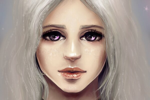 Fan art. The girl with purple eyes