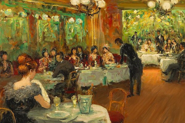 Pittura di genere del ristorante di Parigi