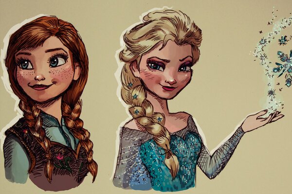 Anna und Elsa aus dem Zeichentrickfilm Das kalte Herz 