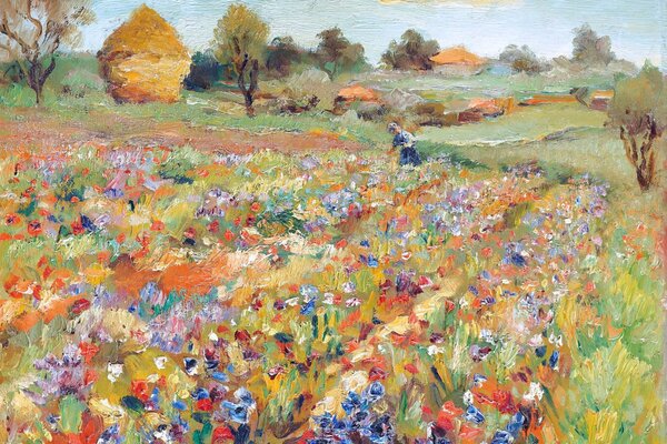 Summer landscape field of flowers