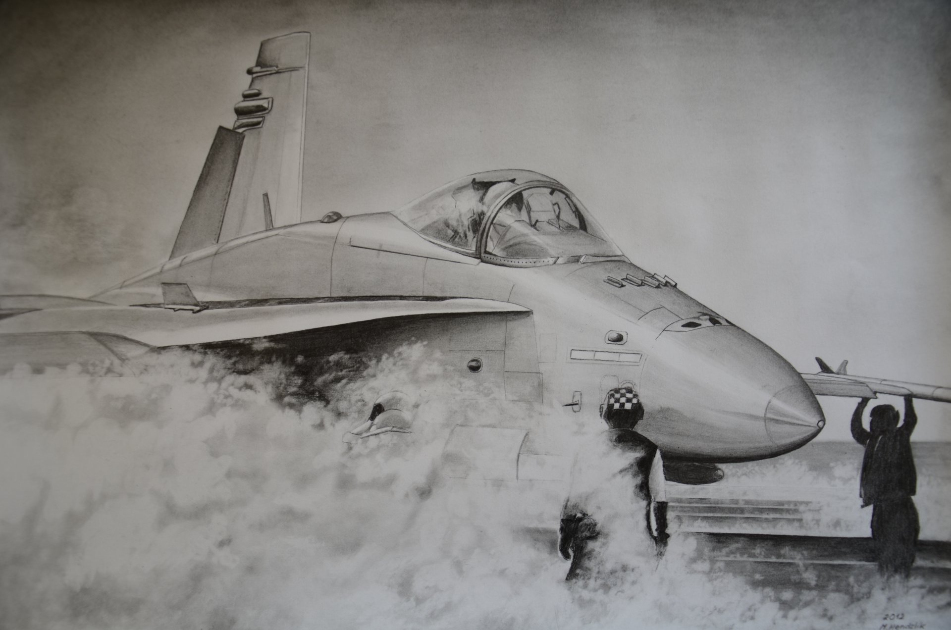 fa-18 frelon dessin crayon