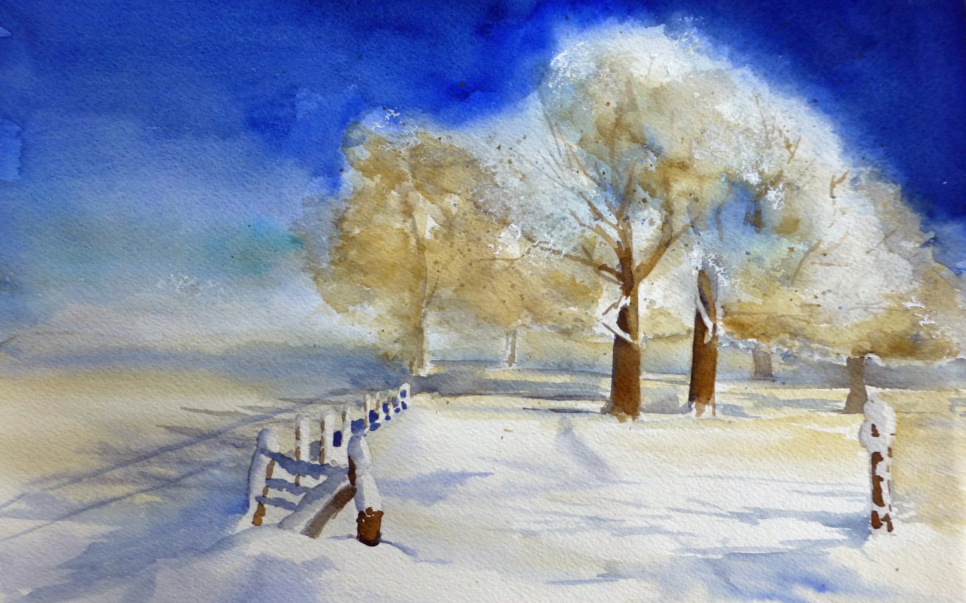 winter landschaft aquarell