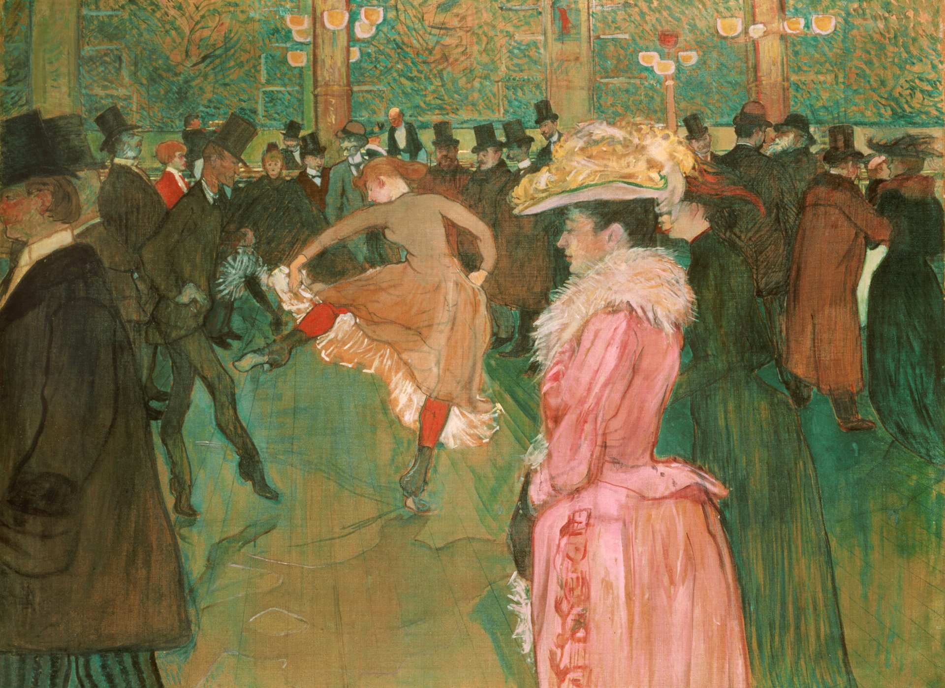 henri de toulouse-lautrec danza al moulin rouge pittura genere cabaret persone