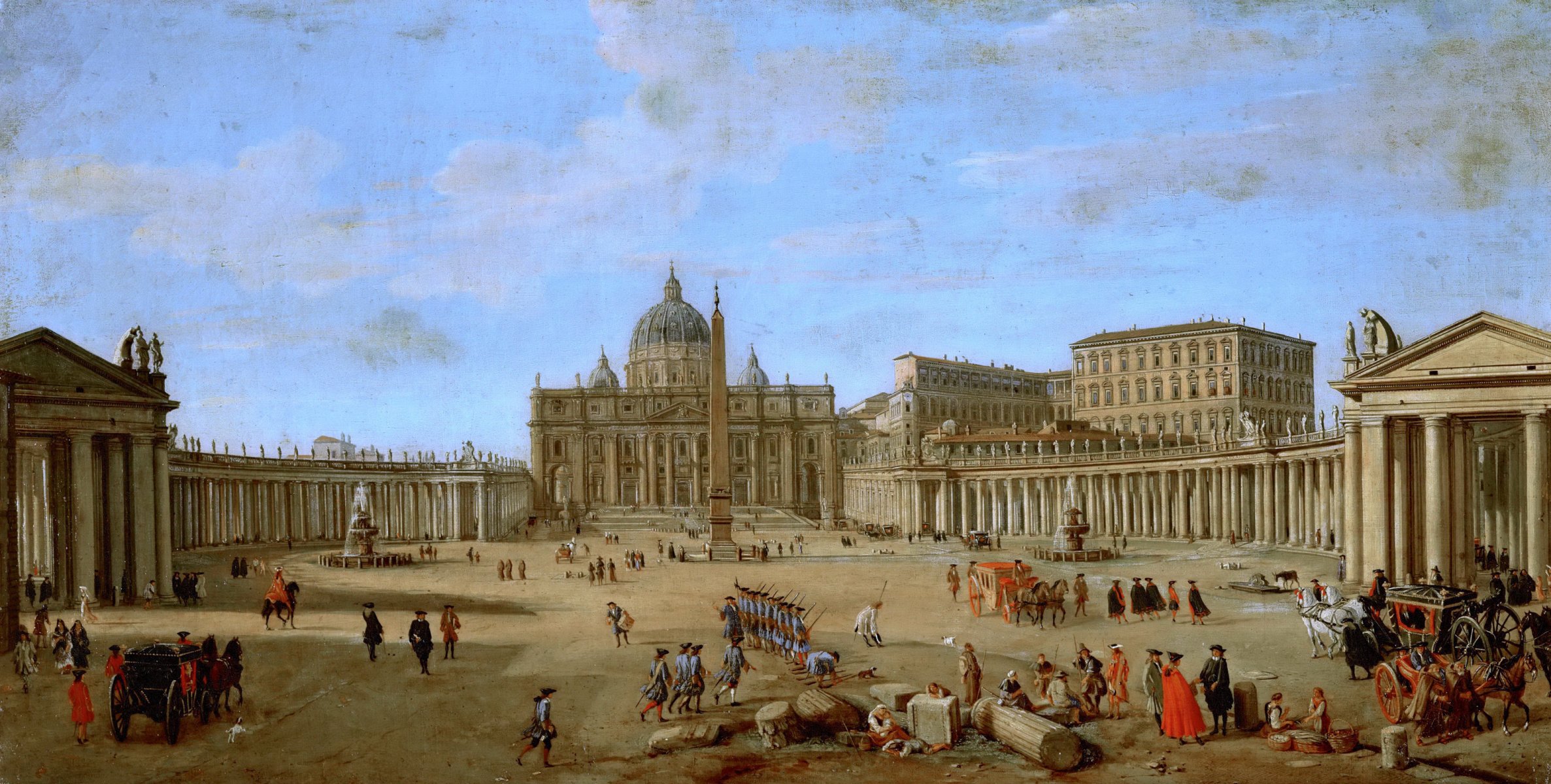 gaspar van wittel basilica di san pietro a roma pittura paesaggio città roma città del vaticano piazza persone