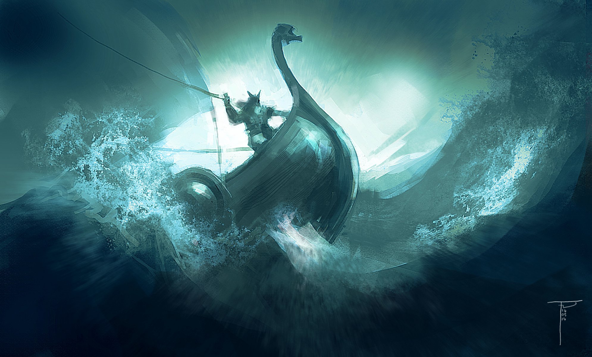 drakkar viking mer vagues élément