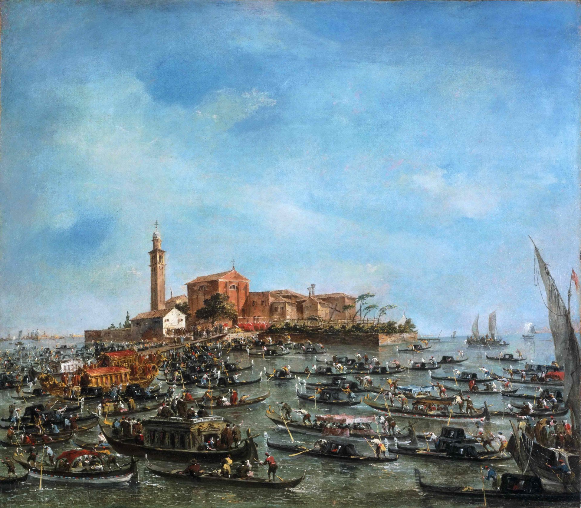 obraz niebo łodzie morze kanał gondola miasto wenecja francesco guardi