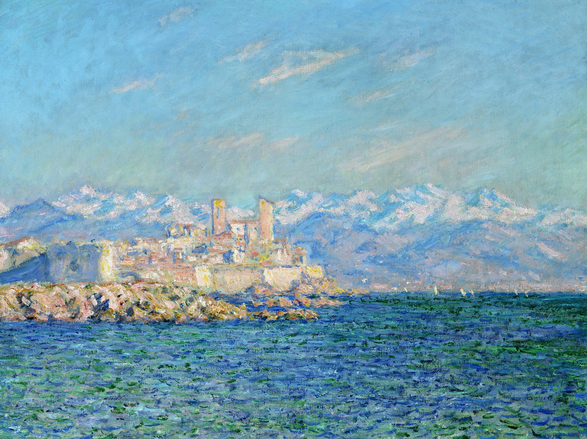 claude monet pattern landscape sea mountain snow antibes france