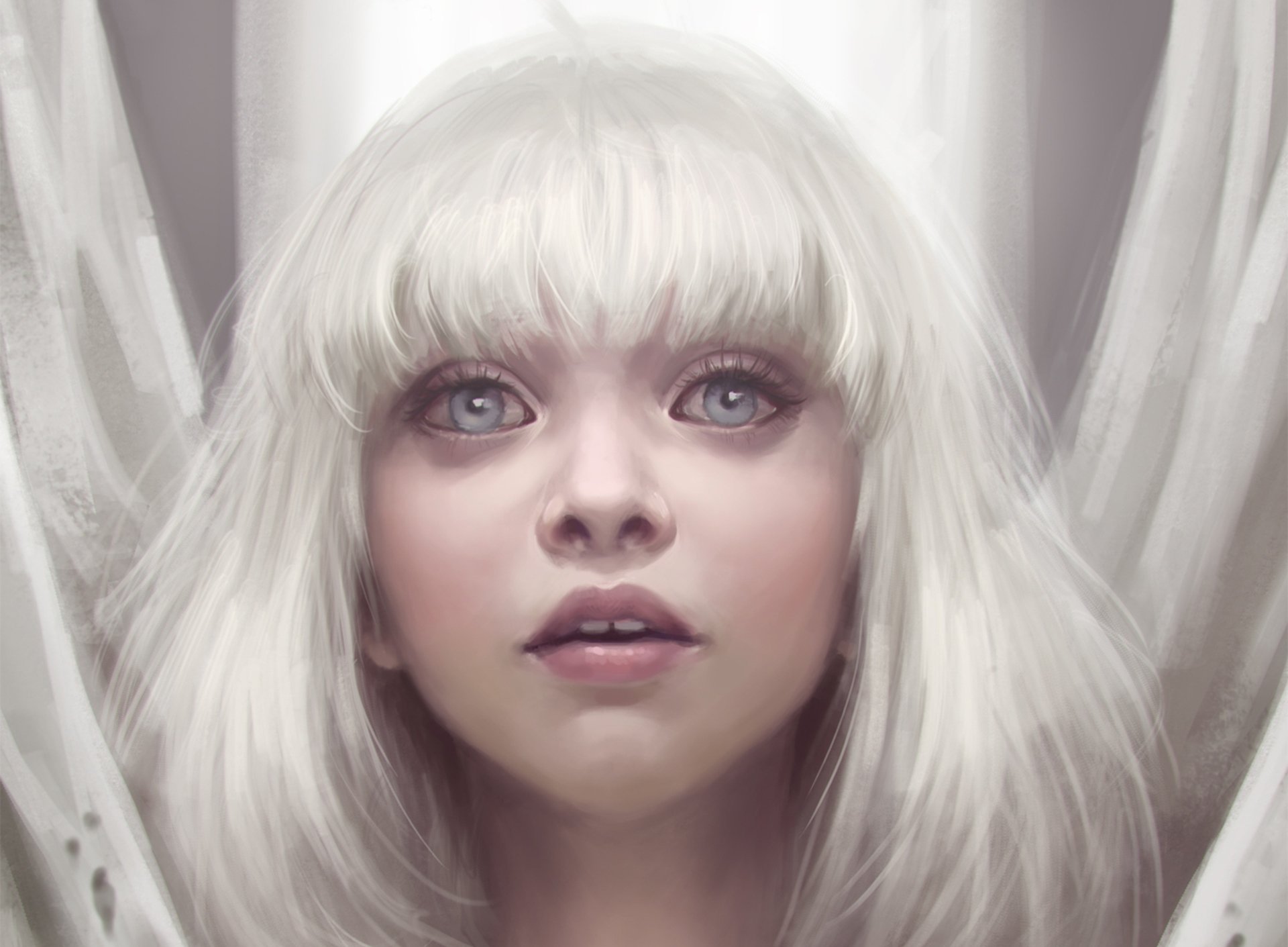 chica mirada cabello blanco arte ojos ziegler sia