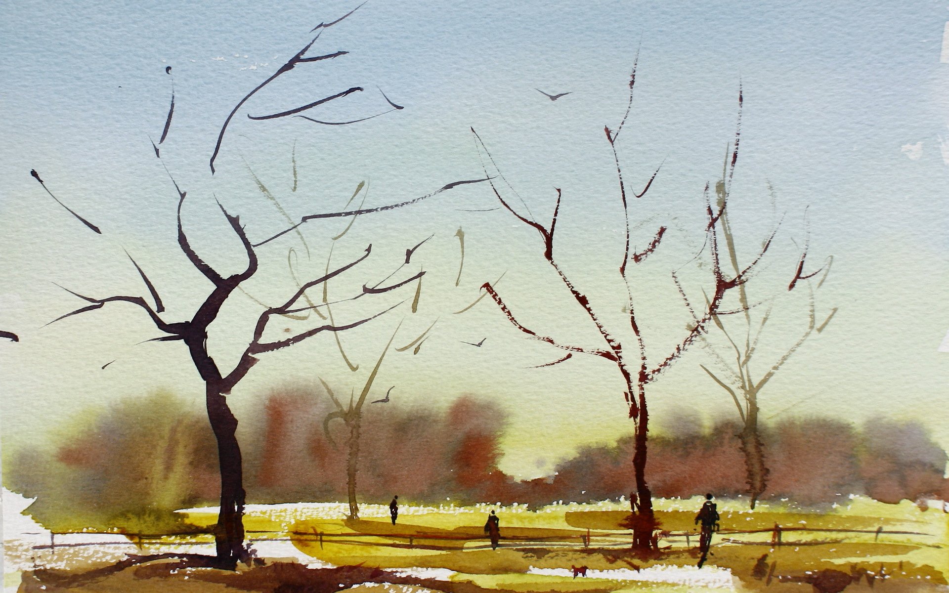 tree landscape watercolor