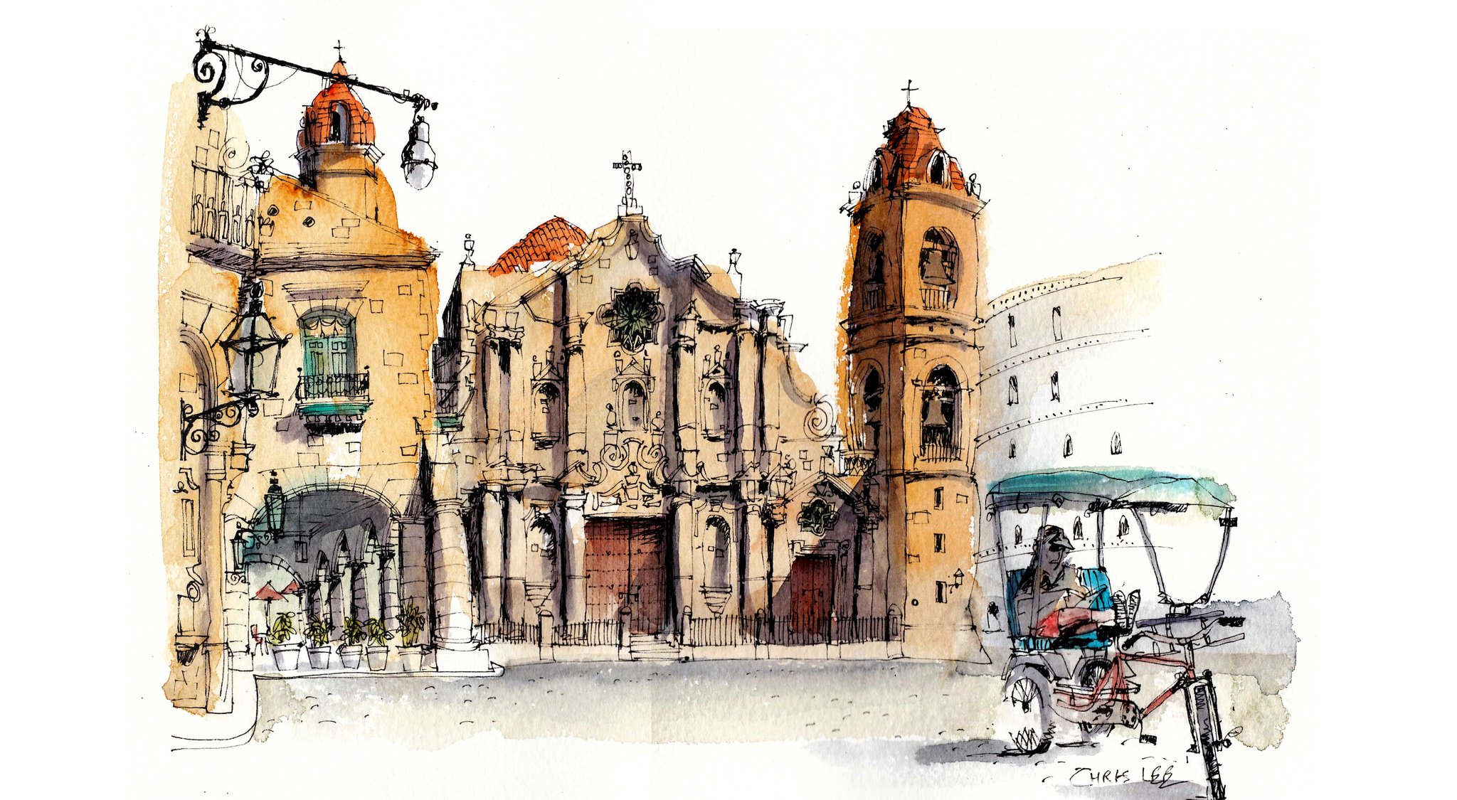 havana cuba cathedral house street picture paint