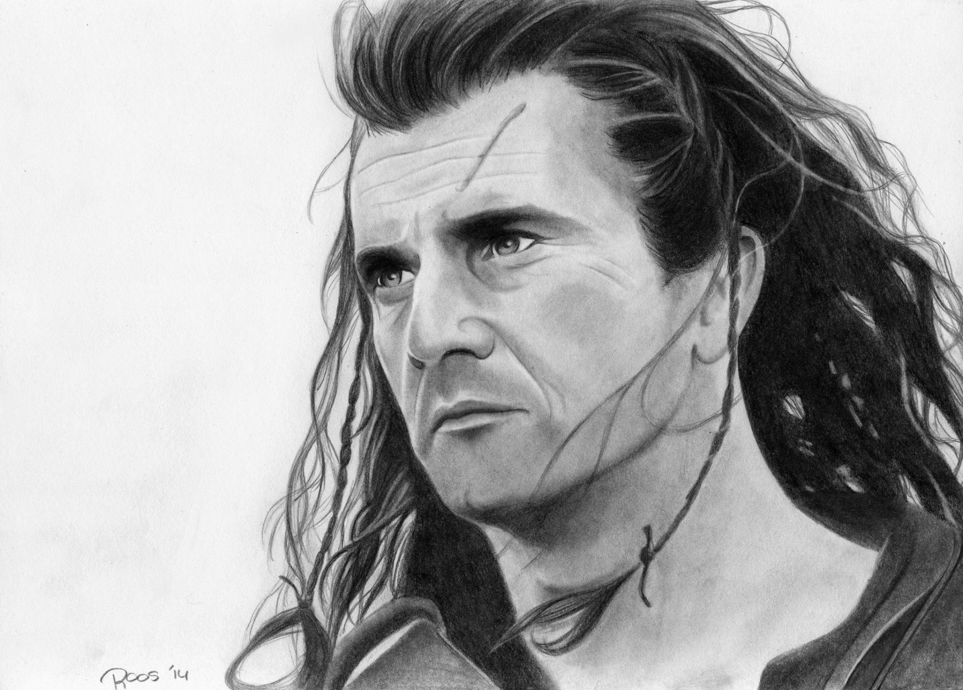 mel gibson corazón valiente héroe cara dibujo