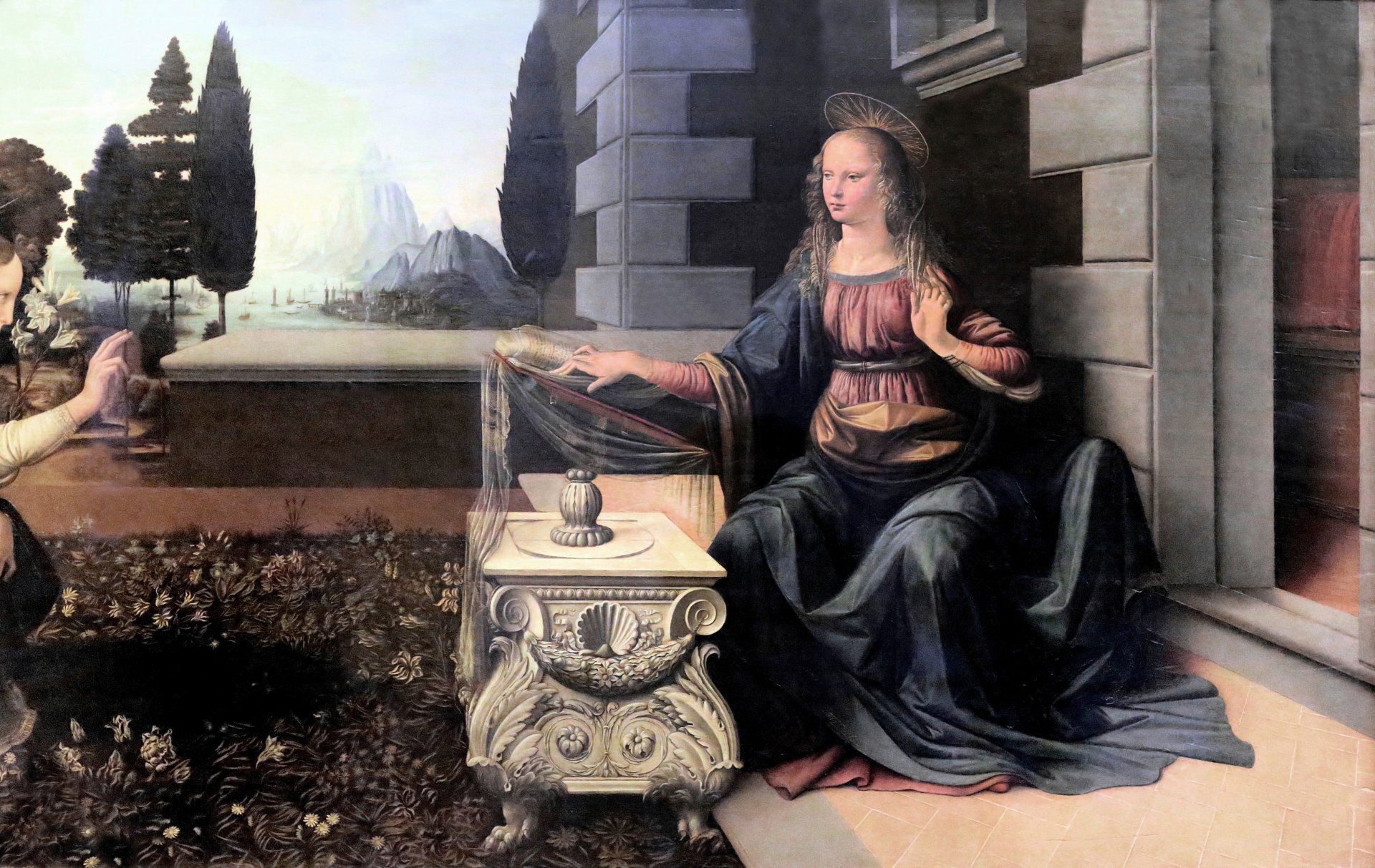 leonardo da vinci pattern annunciation to 1470-2 uffizi gallery florence