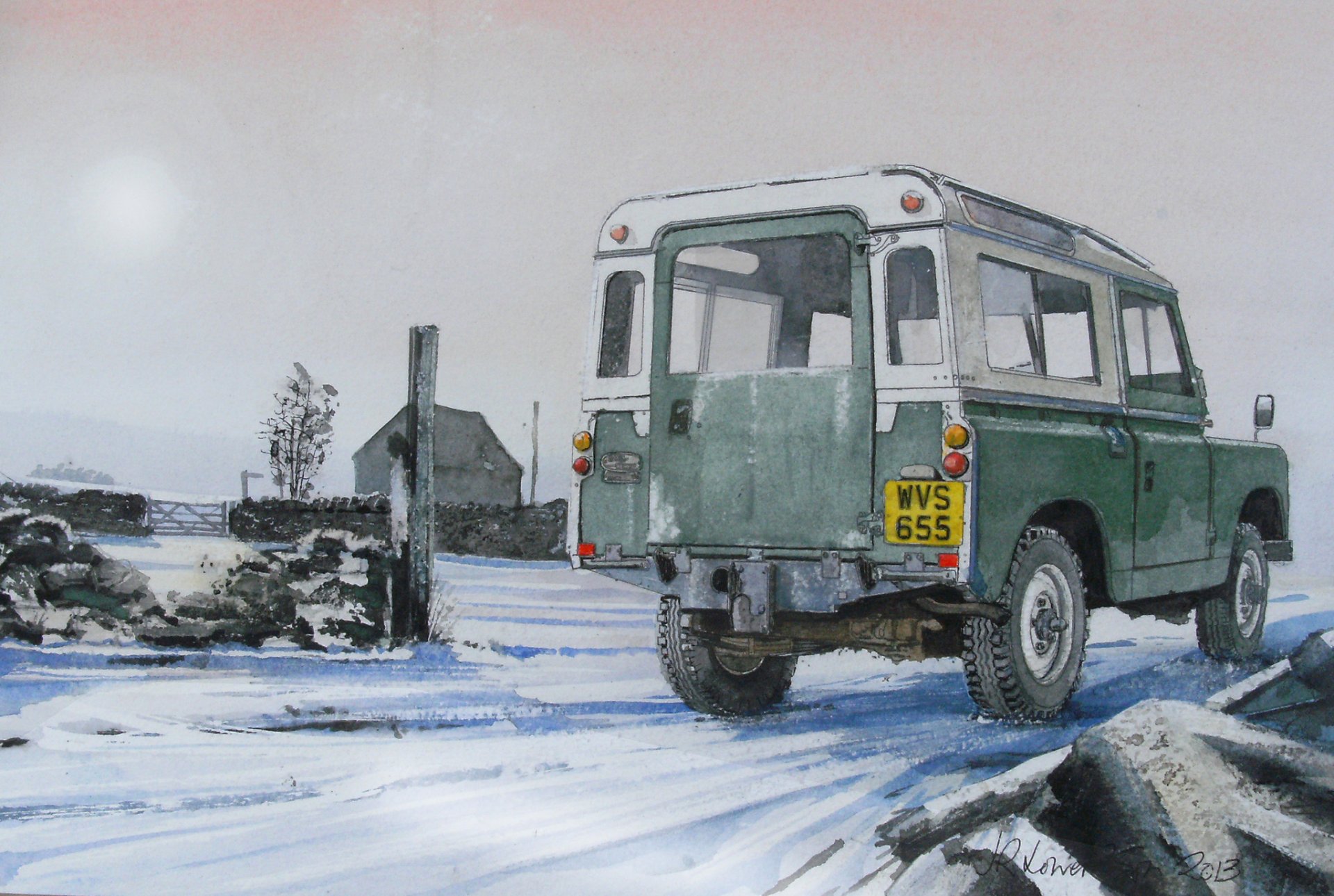 land rover suv machine road painting picture