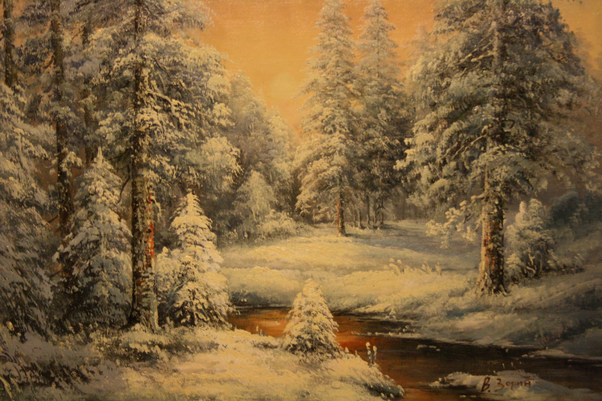 fondo papel pintado pintura zorin bosque de invierno invierno nieve escarcha frío año nuevo