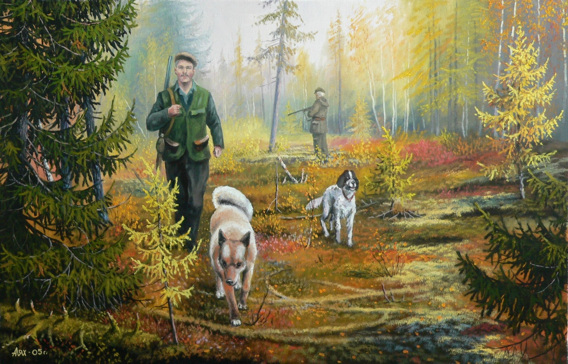 andrew leah art nature taïga chasseur chien