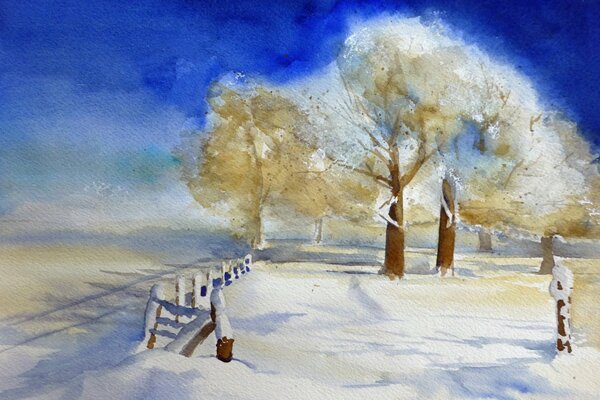 Arbres de paysage d hiver dans la neige