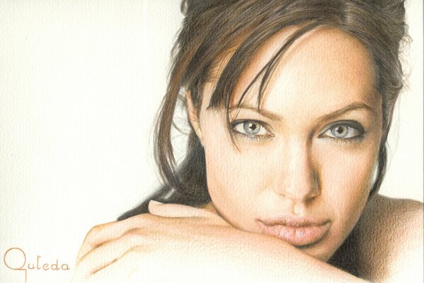 Disegno grafico a matita di Angelina Jolie