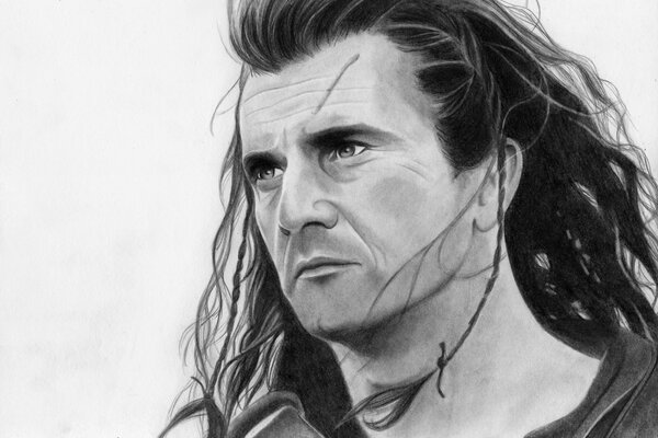 Zeichnung mit Bleistift. Mel gibson