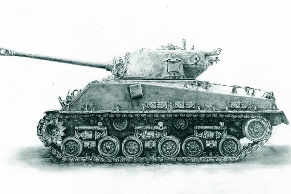 Dibujo de un tanque de la segunda guerra mundial