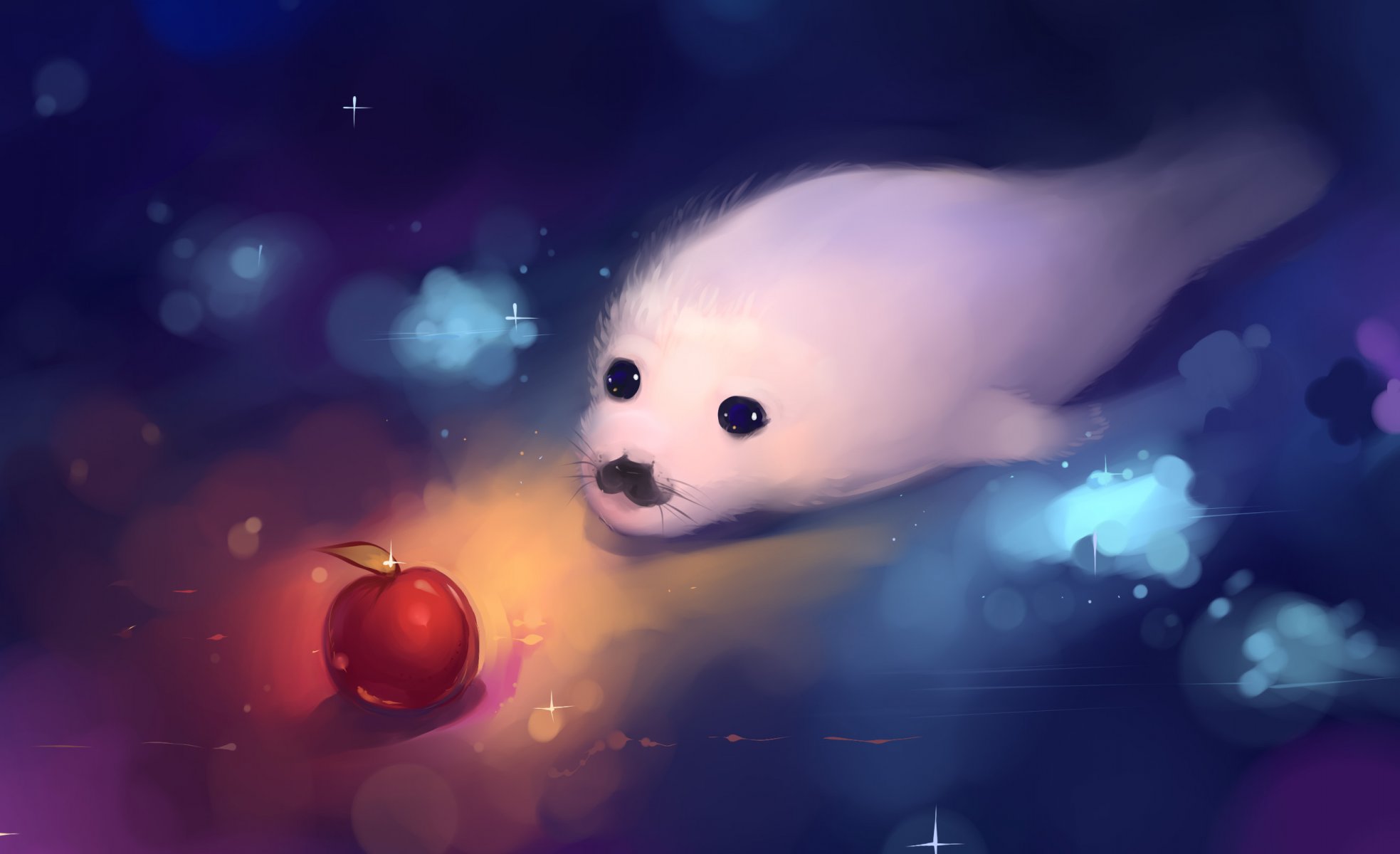 baby seal art seal baby biały apple