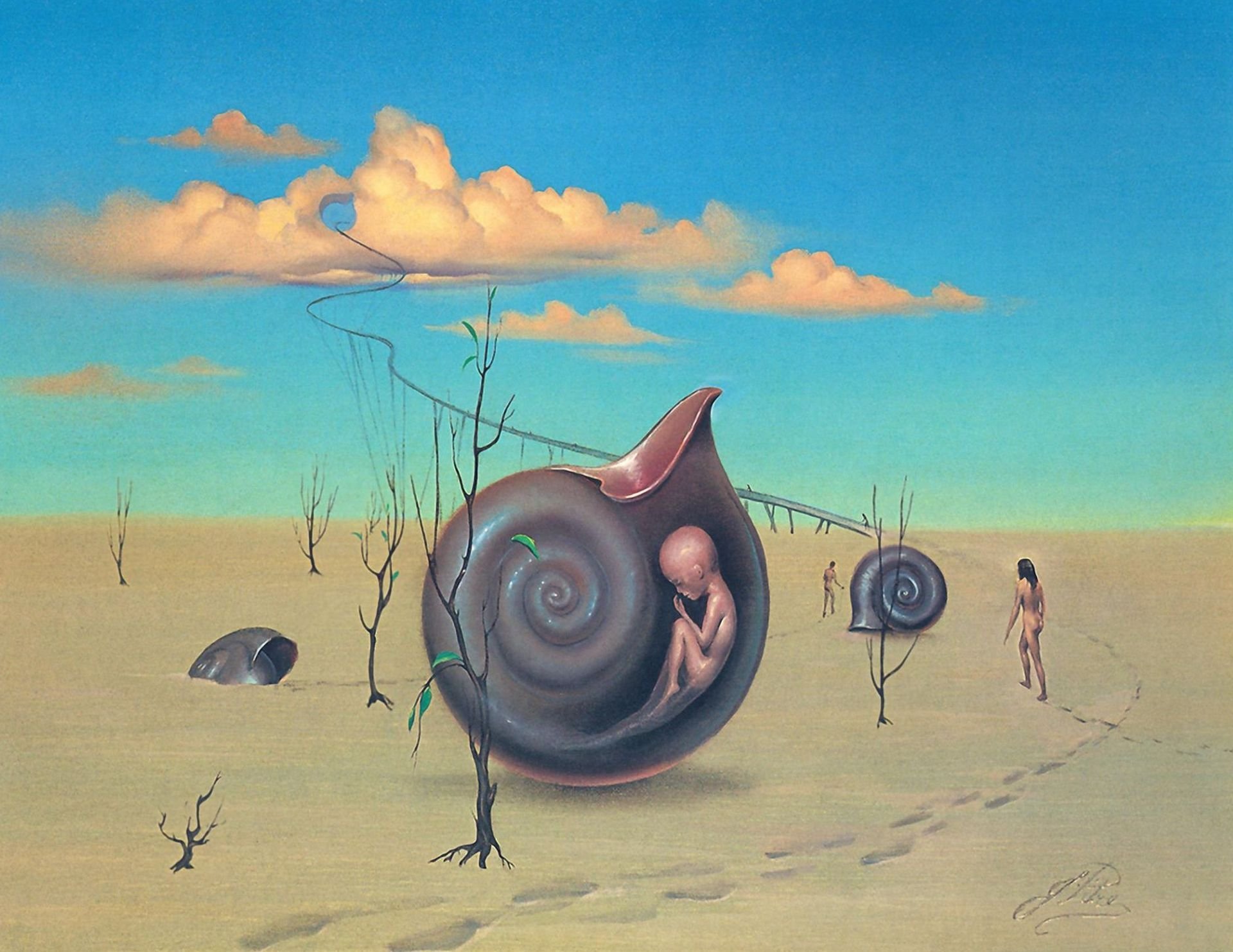 surrealizm john pitre muszla dziecko ludzie