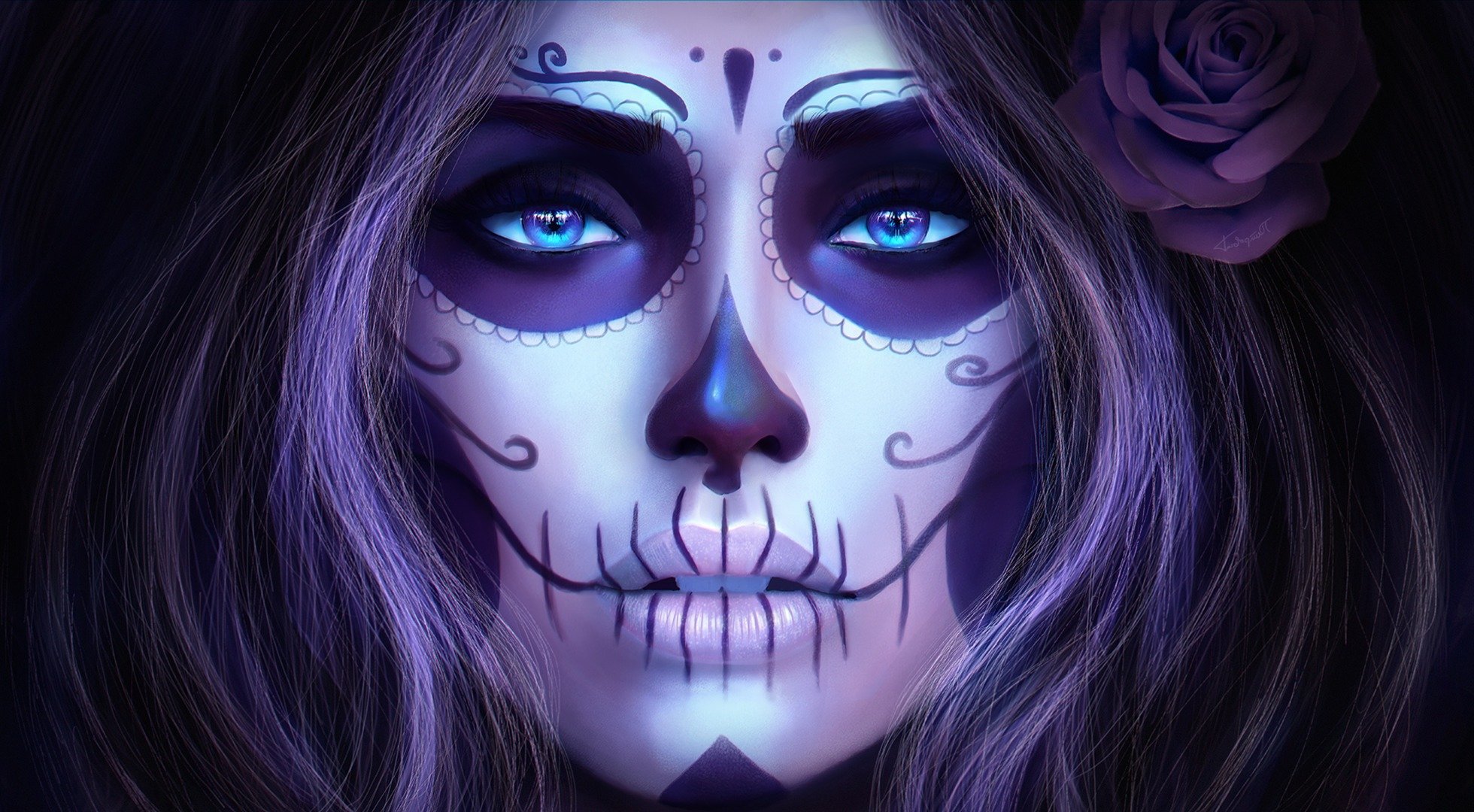 dia de los muertos gesicht mädchen blick kunst