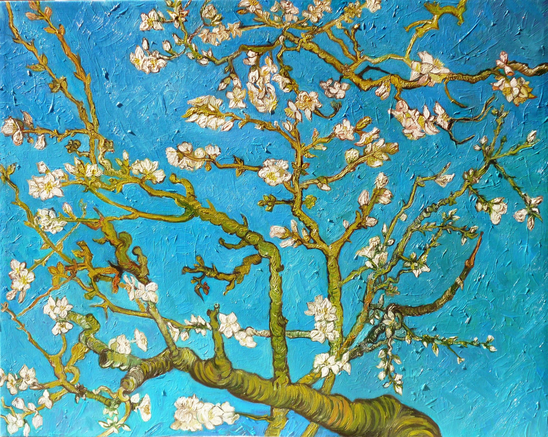 almond tree vincent van gogh kunst blau malerei zweige mandelbaum malerei