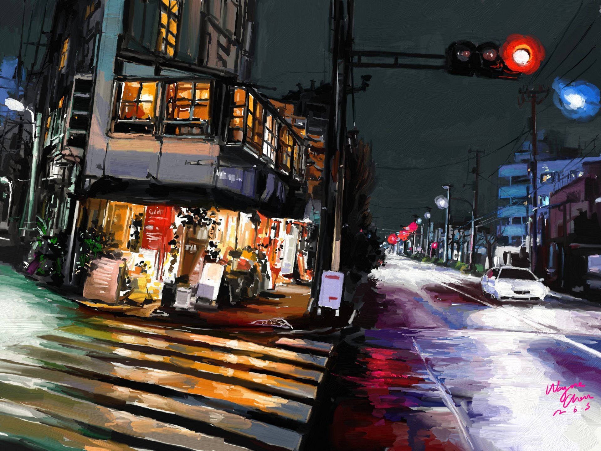 arte shitub52 tokio ciudad noche luces carretera