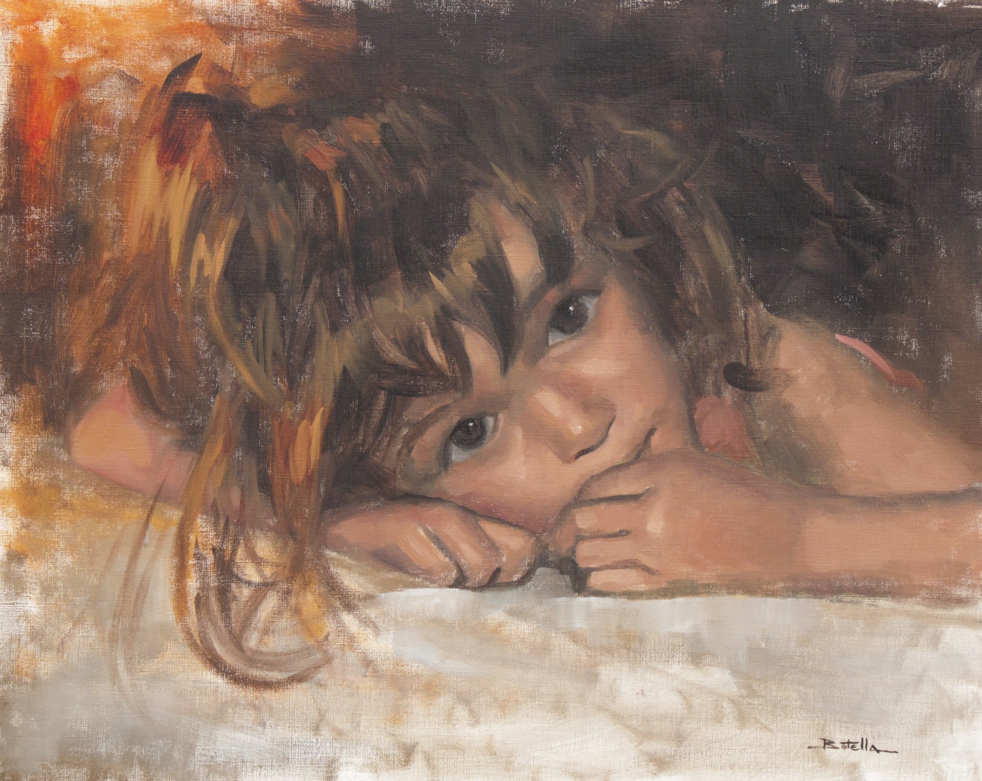 laurent botella pintura niño niña cara mirada