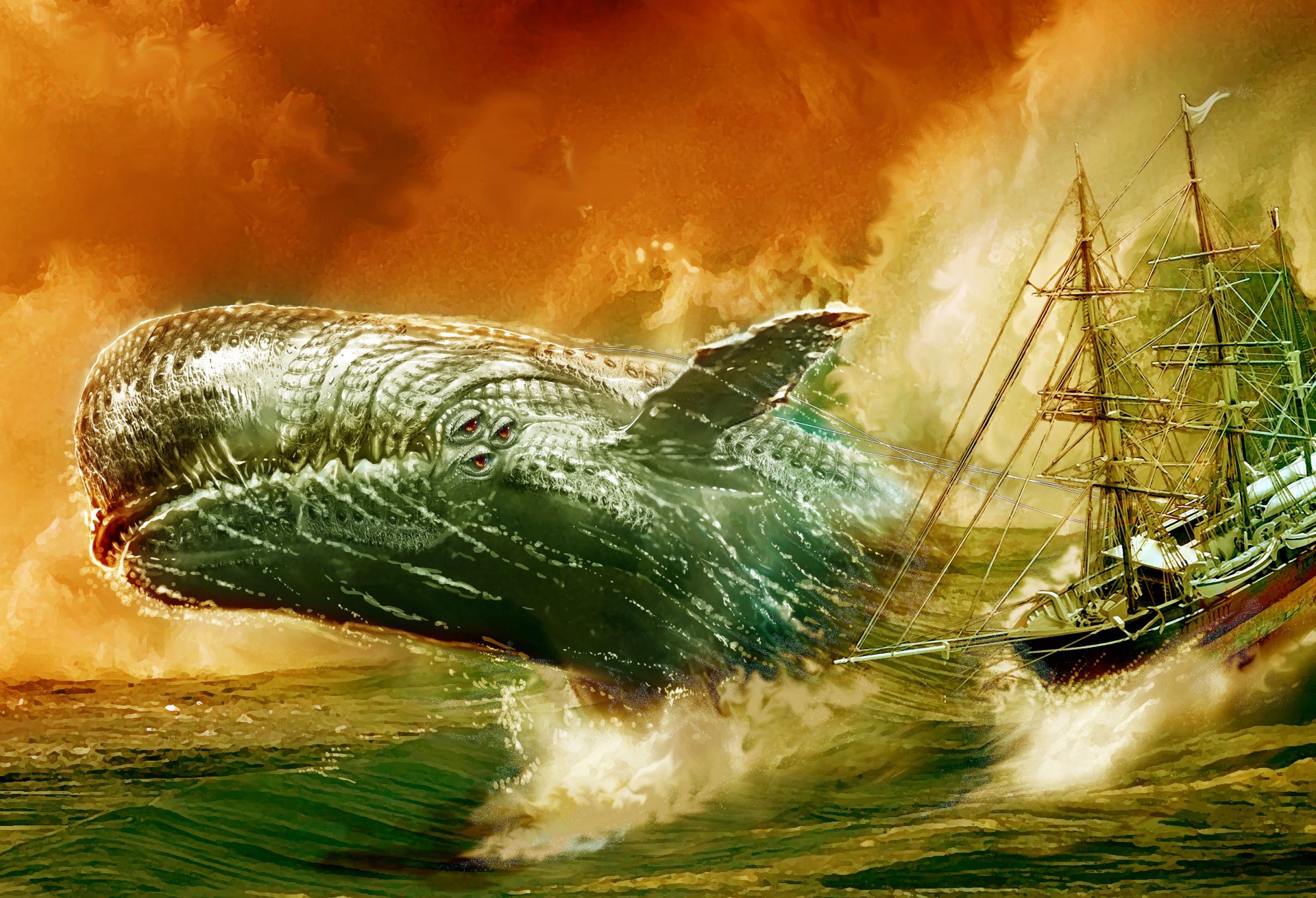 moby dick baleine blanche art baleine mer navire