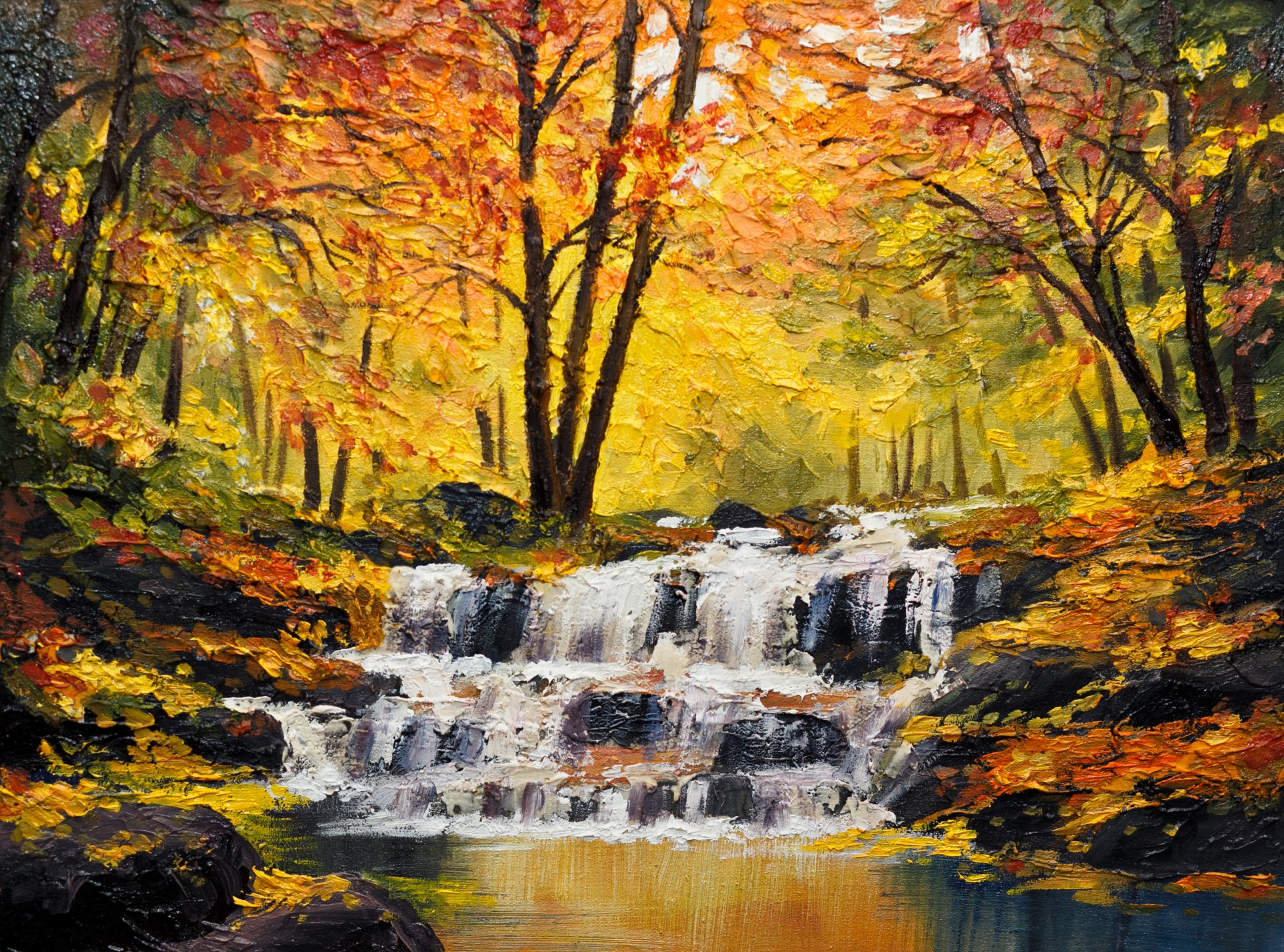 of the year autumn tree color river feed waterfall