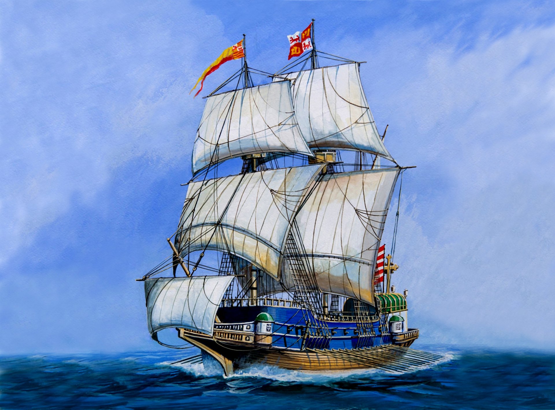 art fleet spanish golden galleon heavily armed transportation cargo for long distances valuable oriental goods exported valuables to spain nickname similar ships golden