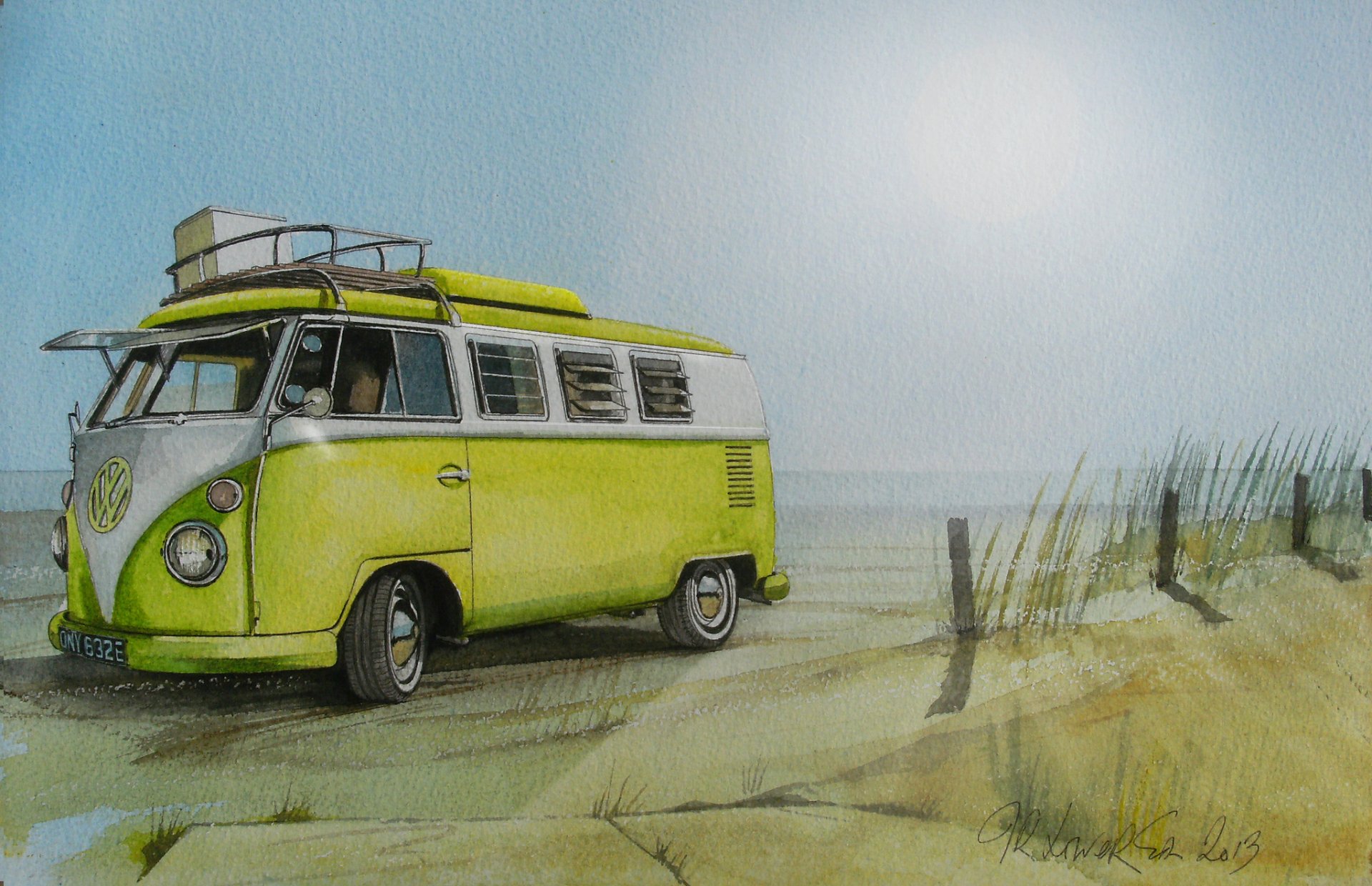 volkswagen volkswagen transporteur 2 types plage minibus peinture dessin