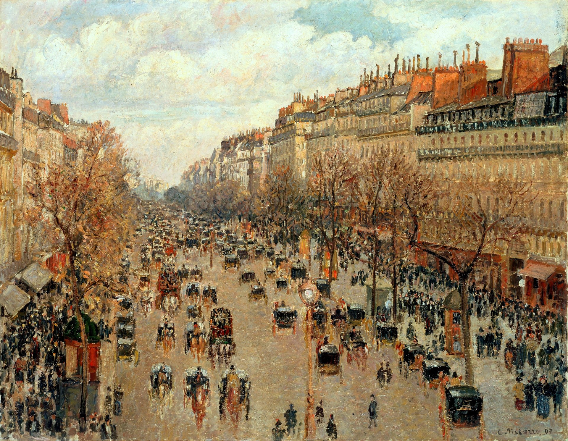 camille pissarro boulevard montmartre in paris pattern street town france