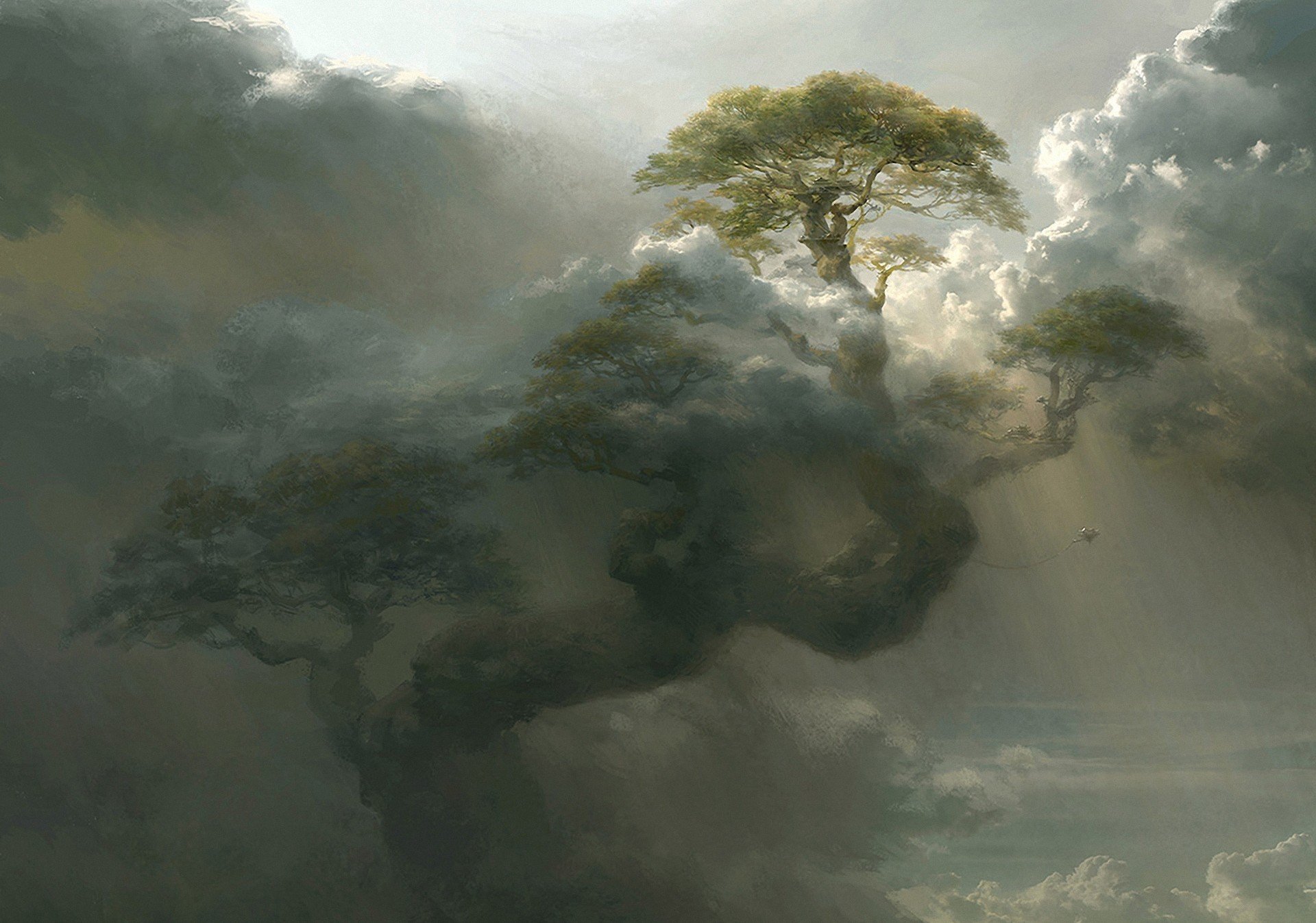 arte árbol gigante altura nubes