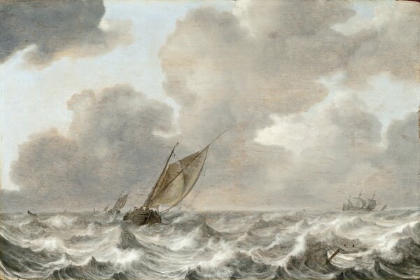 Ships on the high seas in a storm