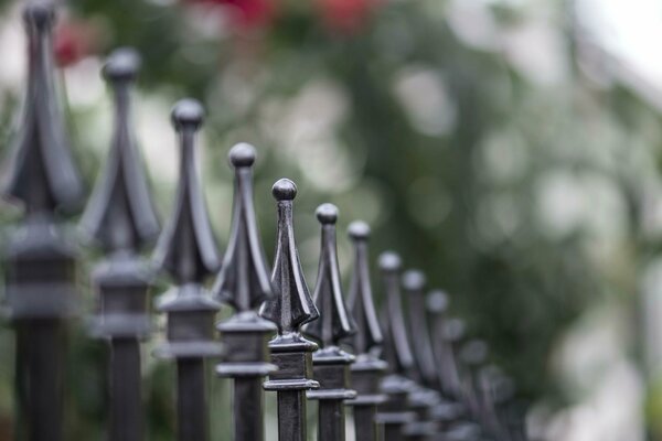 Macro fence with blurring on the street