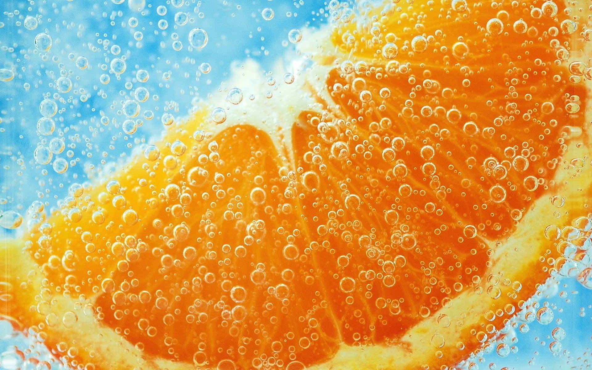 fruits orange slice bubbles food wallpaper