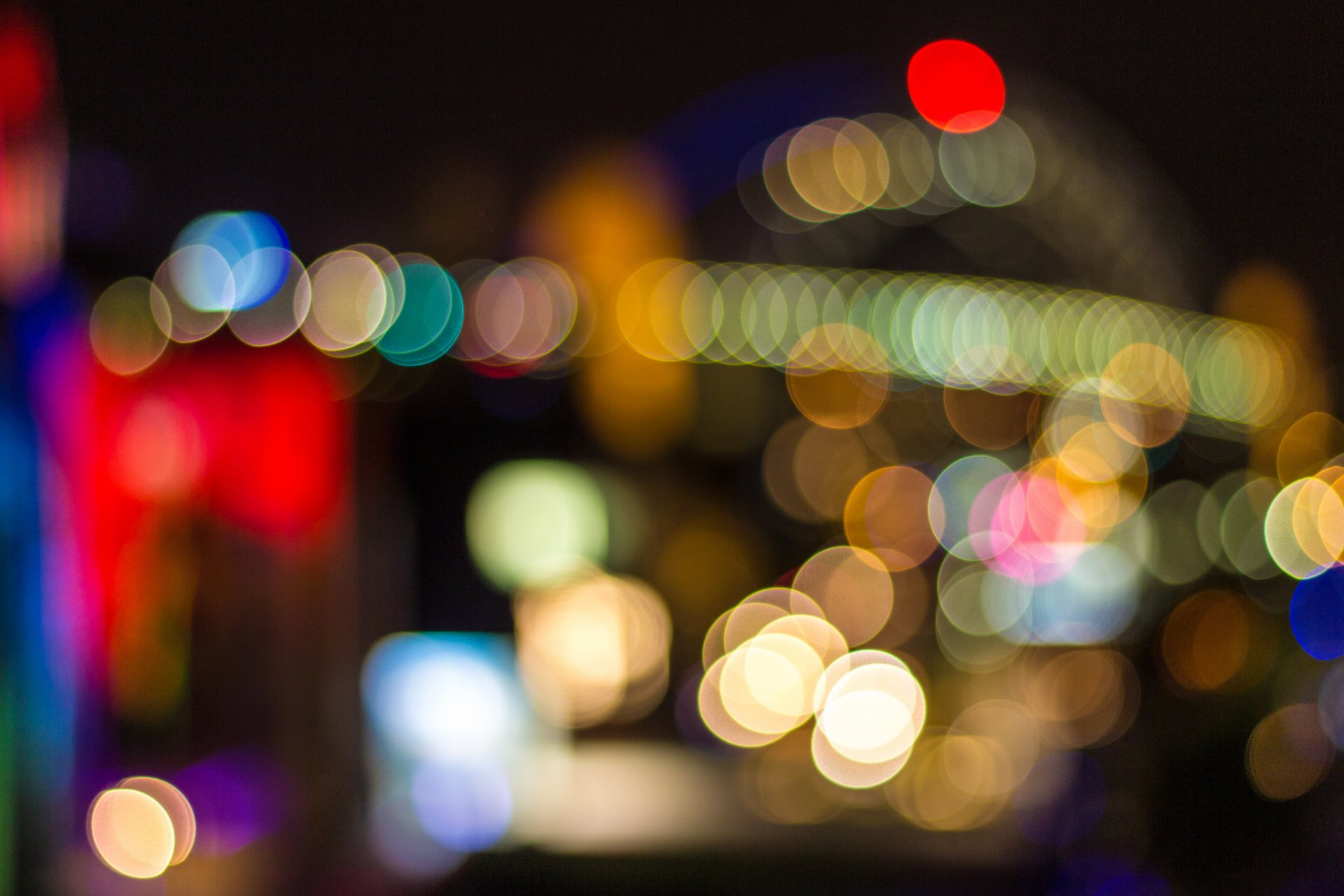 bokeh lights town night blur