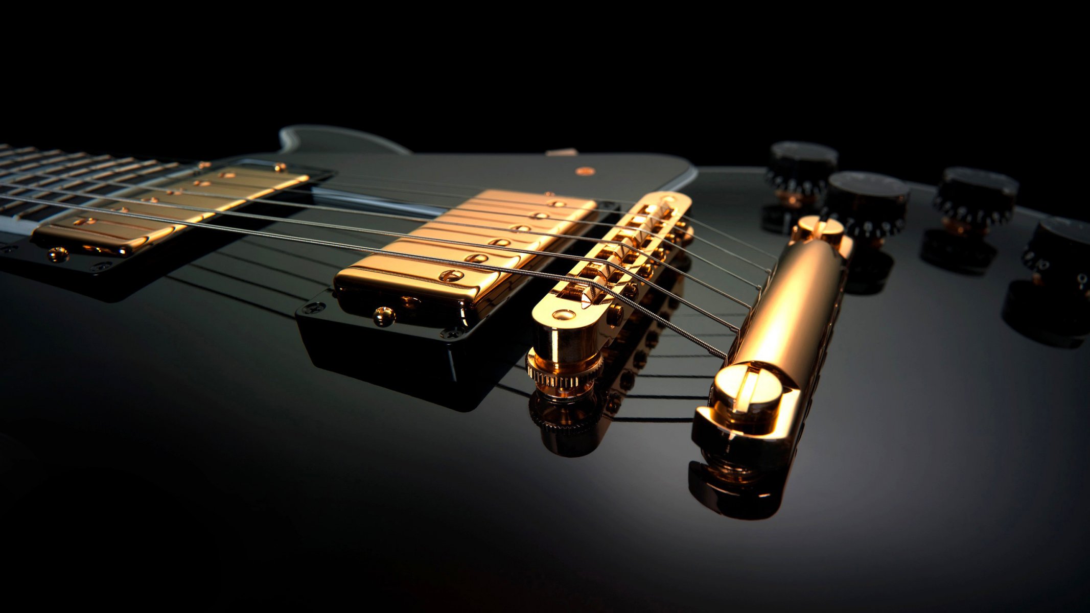 close up guitars string black background