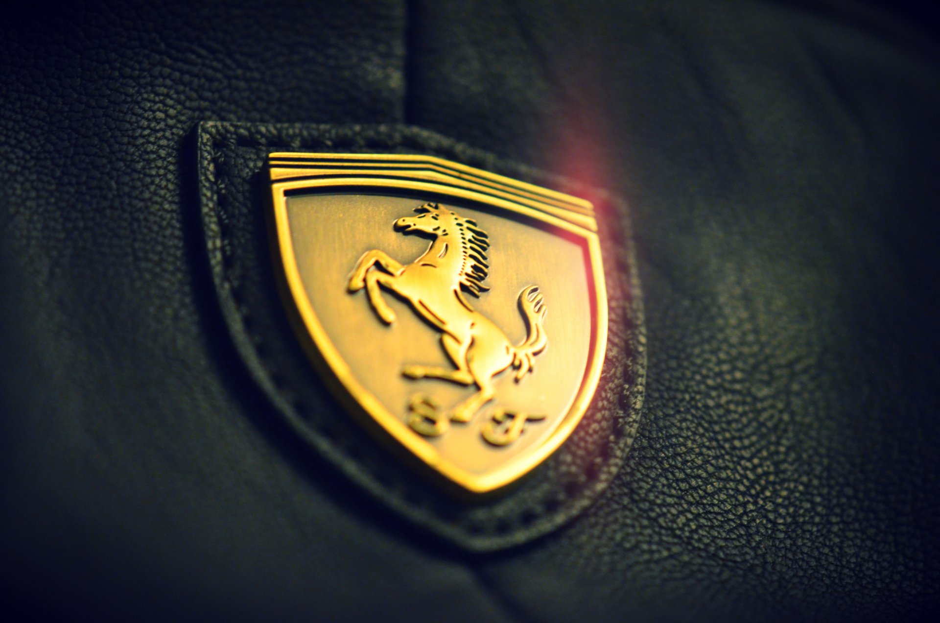 macro leather gold logo ferrari ferrari