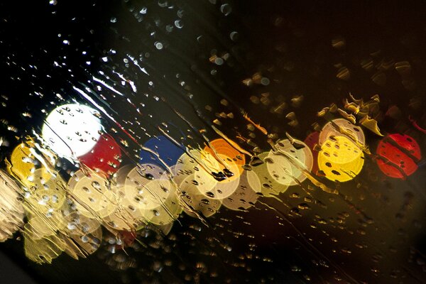 Water drops on the glass due to rain