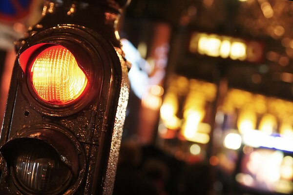 Night traffic lights in the city